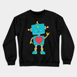 Cute Robot With Big Red Heart Valentine's Day Crewneck Sweatshirt